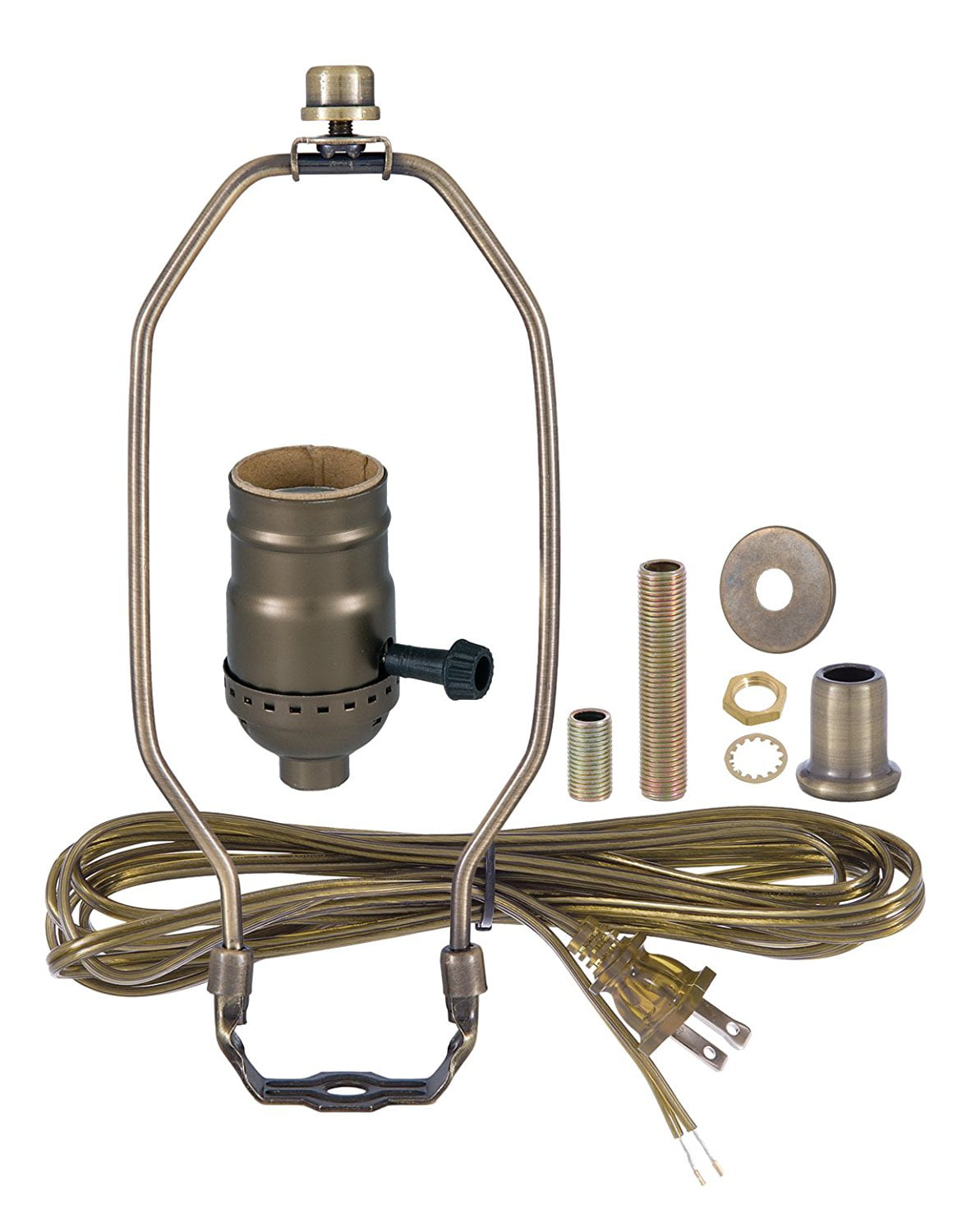 Table Lamp Wiring Kit ~ 3 WAY Socket ~ 8/' Cord ~ 5/" Harp ~ POLISHED BRASS