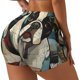 thumbnail image 1 of Balery Colorful Bulldog Duo Pantalones cortos de entrenamiento estampados para mujer, sin costuras, ajustados, para gimnasio, yoga, correr, deportes, ejercicio activo, fitness.-Large, 1 of 8
