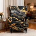 thumbnail image 3 of HUISEFOR Wing Chair Slipcovers, Stretch Wingback Chair Covers, Printed, Anti‑Scratch, Easy to Install, Full Protection, Furniture Protector for Living Room, Black Gold Marble, 3 of 7