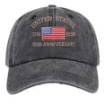 thumbnail image 4 of AJGRHE Washed Distressed Print Baseball Cap Unisex Adjustable Twill Hat For Independence Day Casual Wear Black One Size, 4 of 4