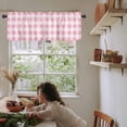 thumbnail image 6 of Pink White Plaid, Kitchen Valances for Windows 42x18 Inch Kitchen Curtains Valances Rod Pocket Contemporary Simple Buffalo Plaid Check Bathroom Window Valances for Window Treatment Decor, 6 of 6