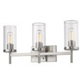 thumbnail image 1 of Golden Lighting 7011-BA3 PW-CLR Winslett 3 Light Bath Vanity in Pewter with Ribbed Clear Glass Shade, 1 of 1