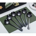 thumbnail image 2 of ReaNea Black Soup Spoons 6 Pieces Stainless Steel Round Dinner Spoon, Table Spoons Silverware Set, 2 of 7