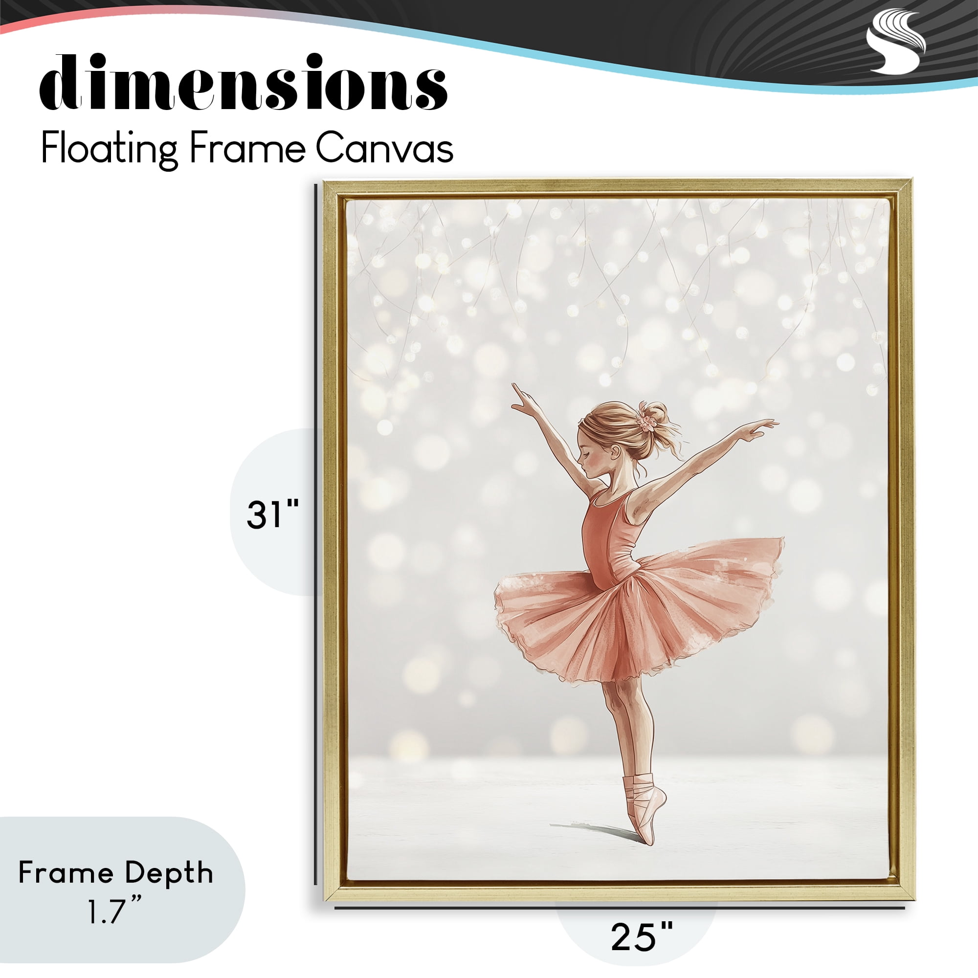 Stupell Industries Dancer In The Light Gold Framed Floater Canvas Wall Art, design by Christine Simpson Art