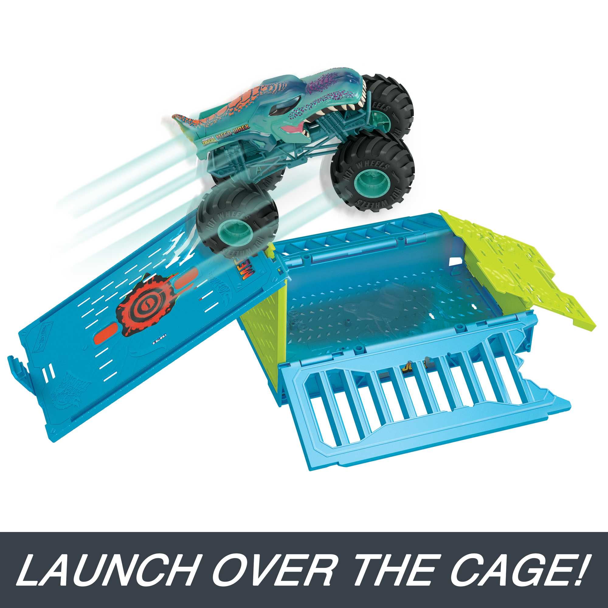 Hot Wheels Monster Trucks 1:24 Mega-Wrex Oversized Crash Cage, 6 in