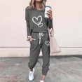 thumbnail image 1 of Puntoco Conjuntos de pijamas cómodos para mujer, pantalones de manga larga con cuello redondo y estampado de letras de invierno, conjuntos de pijamas informales para el hogar, 1 of 4