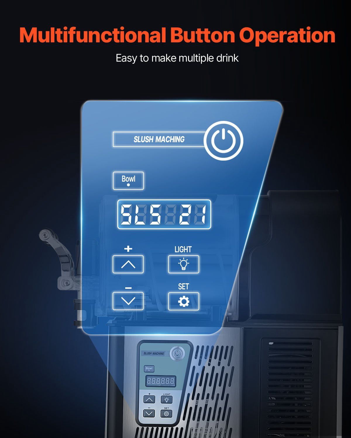 330W Slush Drink Maker - 3L Commercial Slushy Machine w/ Auto Clean & Stainless Steel Bowl