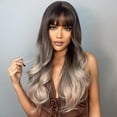 thumbnail image 1 of Perruques Longues pour Cheveux Bouclés avec Frange, Perruque Aguichant Ondulée avec Filet pour Cheveux, Résistante à la Chaleur, 1 of 8