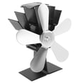 thumbnail image 3 of Ventilador de estufa de leña de 5 aspas, ventilador de chimenea con alimentación de calor para estufa de leña, quemador de leña de pellets, chimenea vertical rectangular plateada, 3 of 14