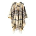 thumbnail image 2 of Women's Plaid Blanket Scarf Shawl Wrap Warm Cozy Winter Poncho Cape with Tassels Stylish Oversized Checkered Design, 2 of 3