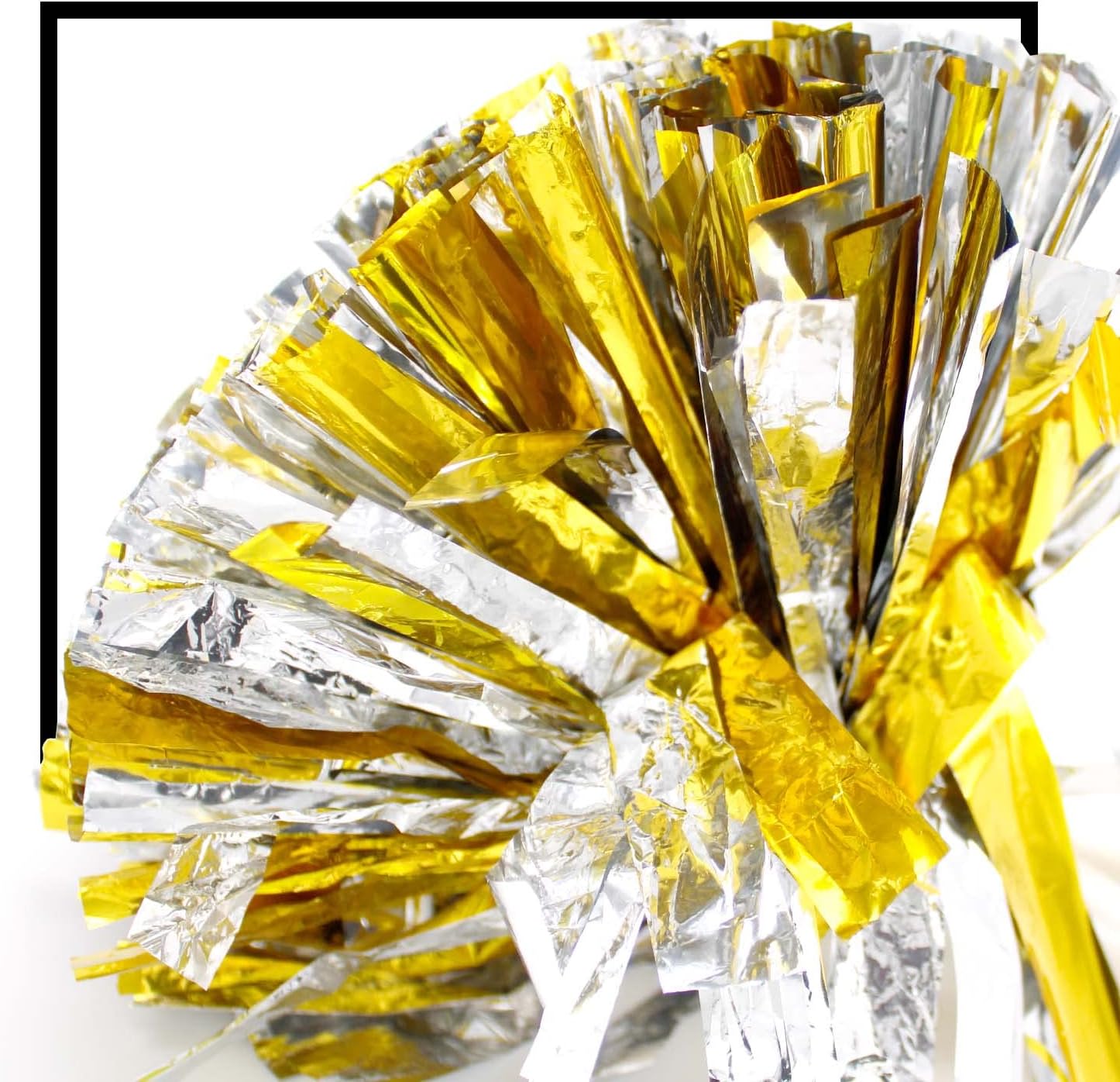 LINLIN Cheerleading Pom Poms 2 Pcs Straight Handle Style Metallic Foil Pom Poms, Cheering Hand Flowers, for Sports Cheers, Dance Fancy Dress Night Party