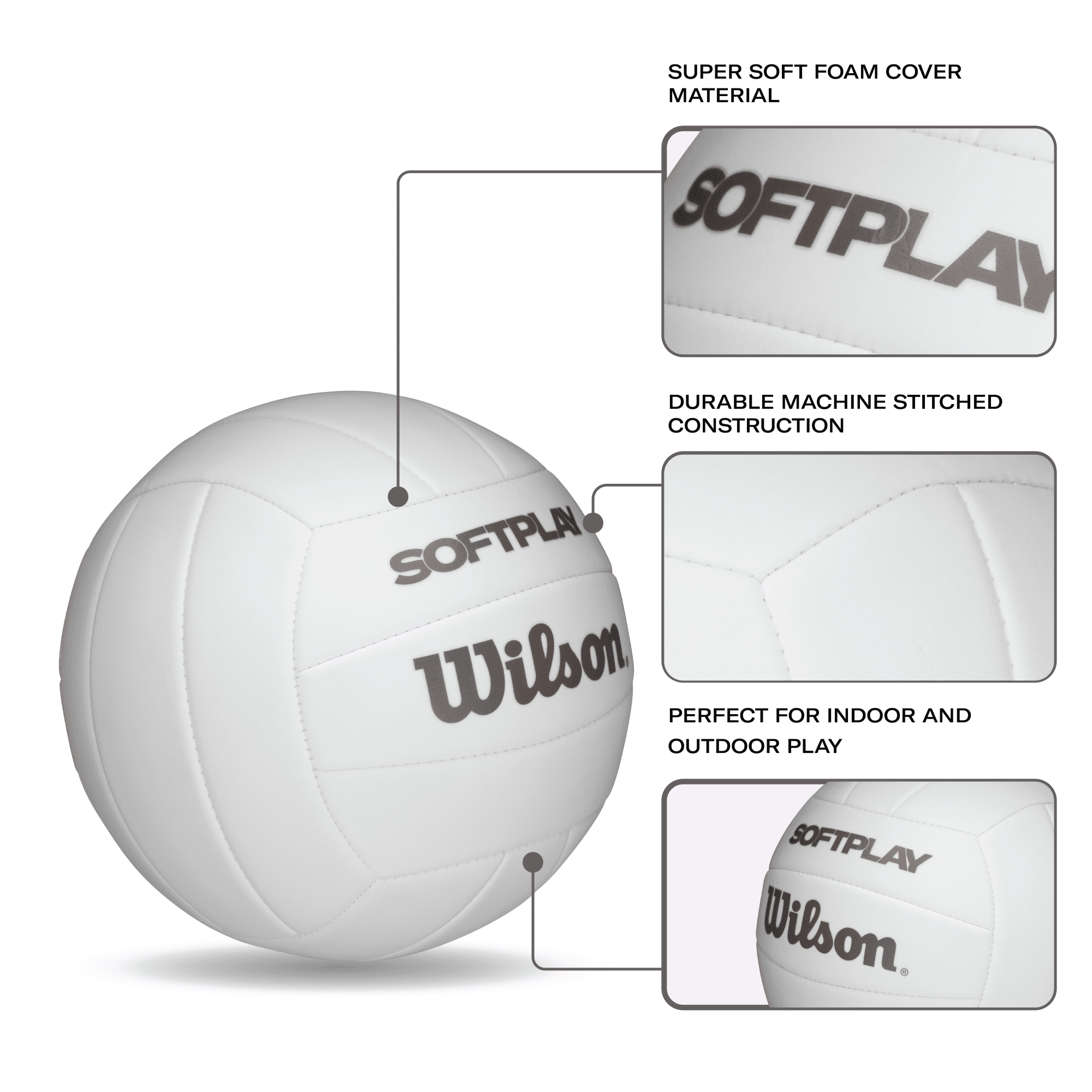 (2 pack) Wilson Softplay Recreational Volleyball - White, Official Size