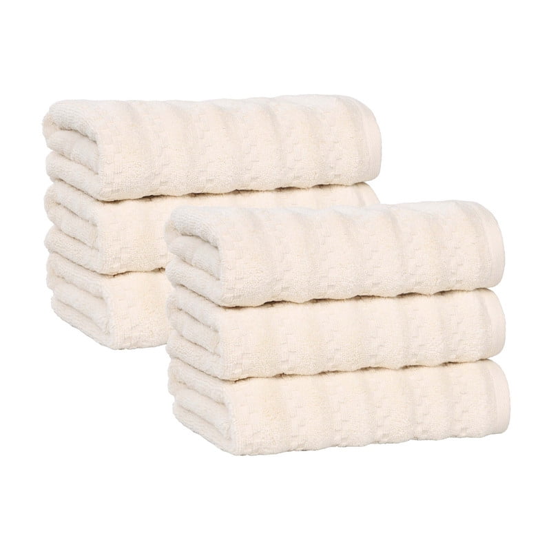 Superior Zuma Zero Twist Absorbent Hand Towels, Set of 6, Ivory