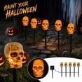 Spooky Path Way Halloween Solar Skull Pathway Lights 5 Pack Connectable Waterproof LED ...