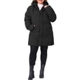 thumbnail image 2 of Agnes Orinda Women's Plus Size Hooded Padded Jacket Zip Snap Warm Outerwear Outdoor Winter Mid‑Length Quilted Winter Coat with Pockets 4X Black, 2 of 6