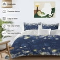 thumbnail image 3 of Winter Snowflakes Bright Bedding Duvet Cover Set Queen Size 4 Pieces Yellow Christmas Star Xmas Navy Blue Bedding Set with Zipper Closure,1 Comforter Cover 90x92 Inches 1 Flat Sheet & 2 Pillow Cases, 3 of 7