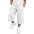 thumbnail image 6 of PYGNJK Boys Capri Sweat Shorts Elastic Waist Loose Fit Straight Leg Casual Workout Cropped Hiking Shorts, 6 of 9