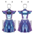 thumbnail image 2 of Aislor Womens Outer Space Alien Dress with Gloves Headband Halloween Space Cadet Rave Outfit Blue M, 2 of 7