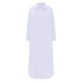 thumbnail image 5 of cfhntfmh Flowy Dresses for Women Lounge Collared Buttons down Shirts Dress Fashion Long Sleeve Side Slit Midi Dress, 5 of 6