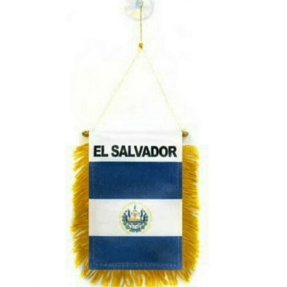El Salvador MINI BANNER FLAG GREAT FOR CAR & HOME WINDOW MIRROR HANGING 2 SIDED