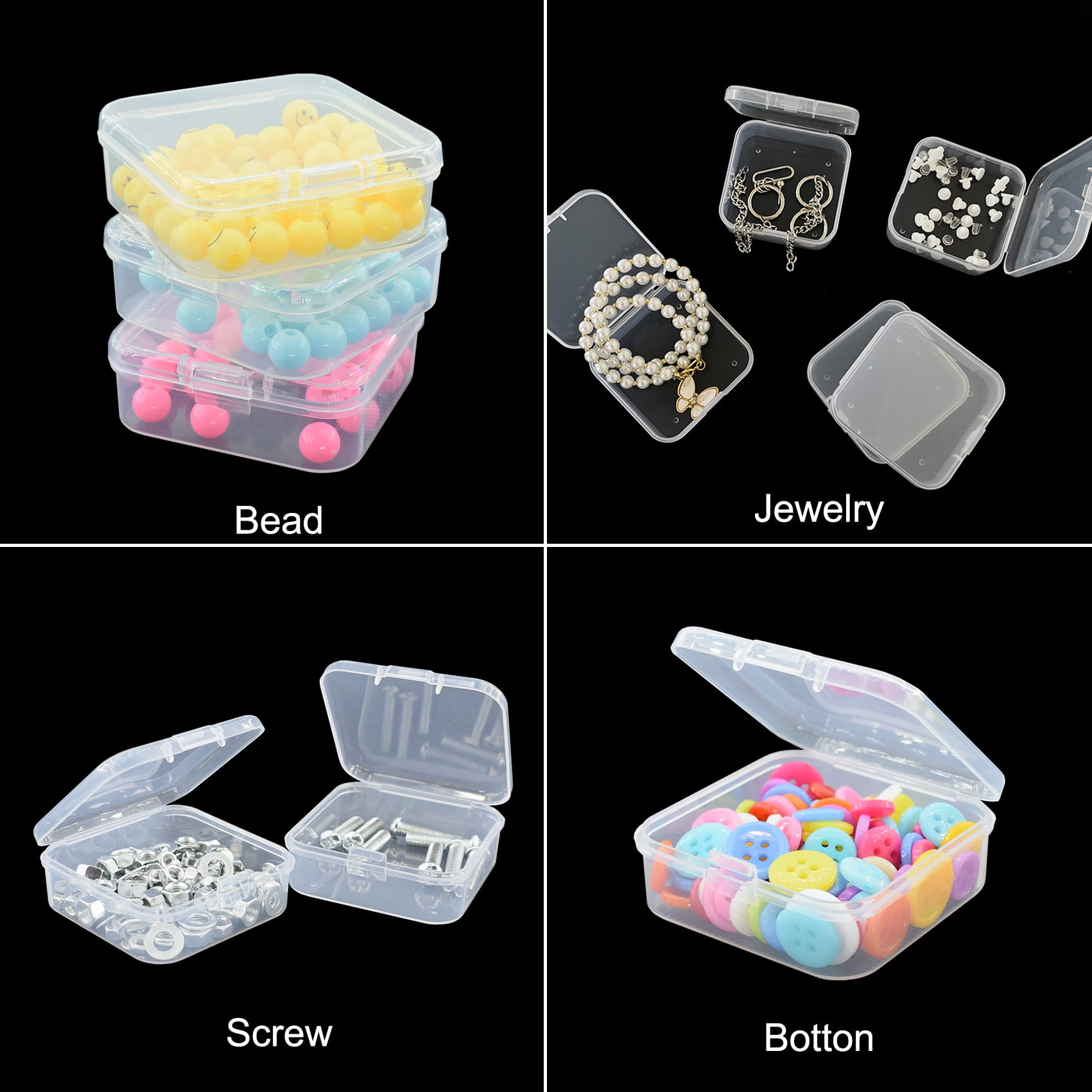 Sugarday Craft Bead Organizer Box 28 Compartment with Dividers Clear Plastic Jewelry Storage Containers, Size: 1.97, White
