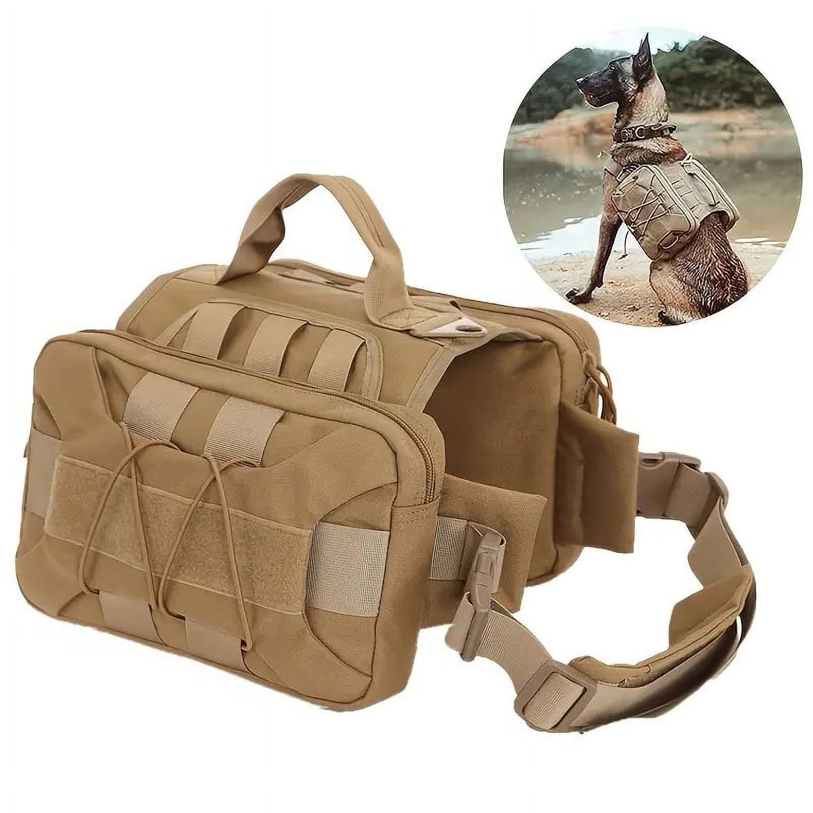 Dog Hiking Vest Adjustable Portable Multi-Pocket Vest Outdoor Camping Travel Multi-Pocket Vest Hiking Jacket for Dog with Pockets Medium Large Dogs only Black and Khaki