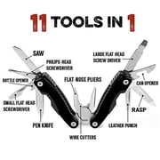11-in-1 Pocket 3 Multitool, Folding Utility with Carry Pouch, Black