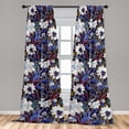 thumbnail image 2 of Garden Scene Window Curtains, Watercolor Design Bud Stem Pattern on Muted Colors Jumble Back, Lightweight Decor 2-Panel Set with Rod Pocket, Pair of - 28"x95", Indigo Dark Indigo Ivory, by Ambesonne, 2 of 3
