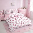 thumbnail image 2 of Erosebridal Ribbon Bowtie 7-Piece Twin Bedding Sets,Cute Ocean Seashell Starfish Bedding Comforter Set For Girls Kids,Reversible pink, 2 of 7