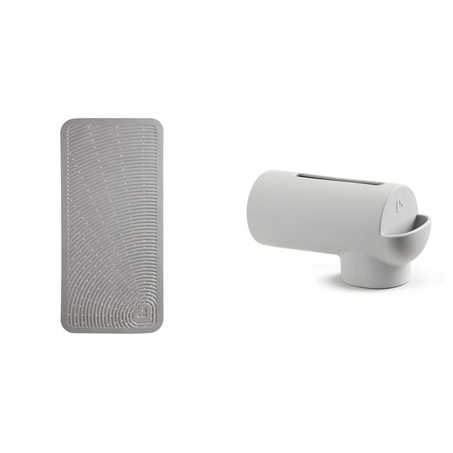 Alfombra de baño para bebé y funda para caño de bañera Munchkin Soft Spot Grey