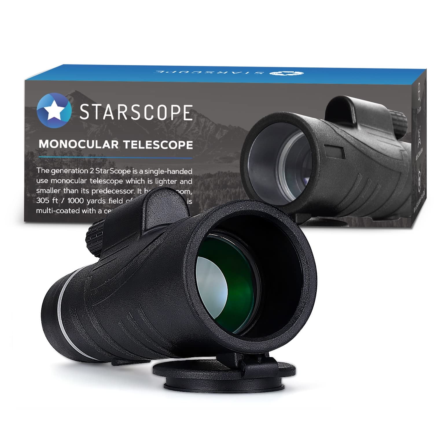 Starscope Monocular - 10X Monocular Telescope for Smartphone Photography with Wide Field of View (305 ft/1000yd)