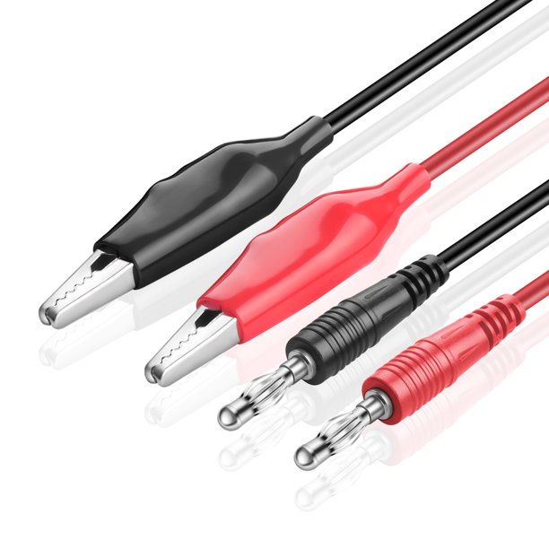 Banana Plug to Large Alligator Clip Test Lead Set, 18 AWG Copper wire w