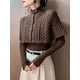 thumbnail image 5 of Conjunto de 2 piezas de suéter y capa coreana para otoño e invierno, capa de punto con cuello alto grueso retro y jersey ajustado con cuello en V, suéteres cálidos para mujer, 5 of 5