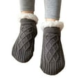 thumbnail image 5 of Kiskick 1 Pair Unisex Thermal Socks Plush Lining Solid Color Thickened Socks Autumn Winter Stretchy Non Slip Floor Socks for Daily Wear, 5 of 8