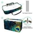 thumbnail image 4 of Peacock Feathers Large Capacity Reusable Shopping Basket Oxford Cloth Picnic Basket Cube Organizer Foldable Bag, 4 of 7