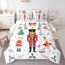 Feelyou Cartoon Ballet Princess Bedding Comforter Set 7pcs for Kid, Nutcracker Royal Guarder Queen Bedding Sets, Christmas Tree Reversible Queen Sheet Sets, Breathable Home Decor