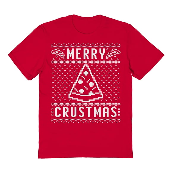 Haywood & Main Merry Crustmas Pizza Christmas Graphic Red Men's Cotton T-Shirt
