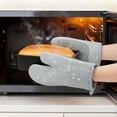 thumbnail image 4 of Soft Oven Mitts, Heat-Resistant Cooking Gloves, Thick Cotton Lining, Gripping for Baking, Grilling, 2Pcs Kitchen Mitts Misty Gray 10.6x5.9inch, 4 of 6