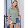 thumbnail image 2 of MOYIKO Short Sleeve Summer Tops for Women Casual Button Down Shirts Striped Business Work Blouses, 2 of 7