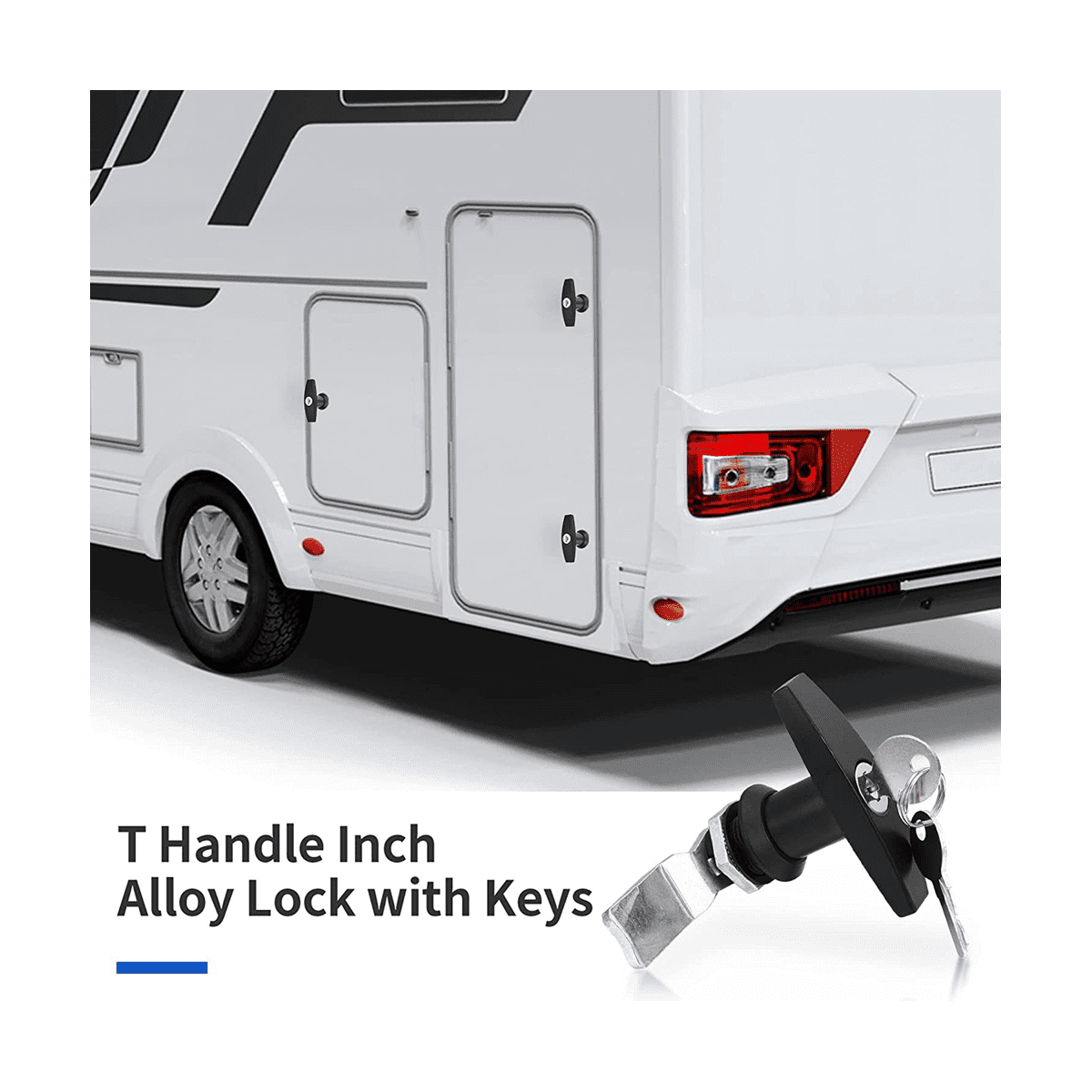 T-Handle Door Lock Truck Cap Locking with 2 Keys for Most of Truck Cap Toppers Tops Black