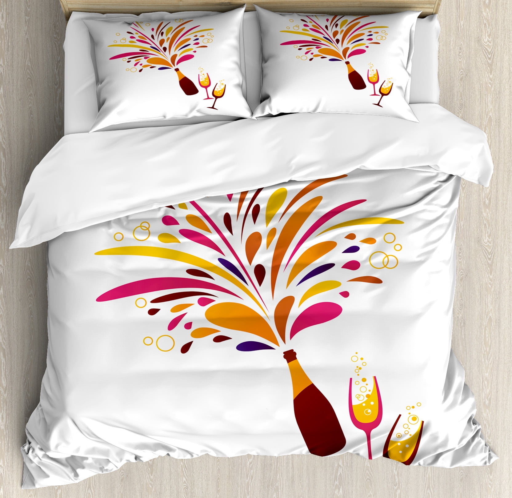 Champagne Duvet Cover Set King Size Colorful Champagne Splash