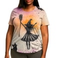 thumbnail image 2 of Qzwdhjm Halloween Shirt for Women Spooky Season Plus Size Tops Short Sleeve Witch Graphic Tees Crewneck Loose Casual Fall Party Tshirts, 2 of 6