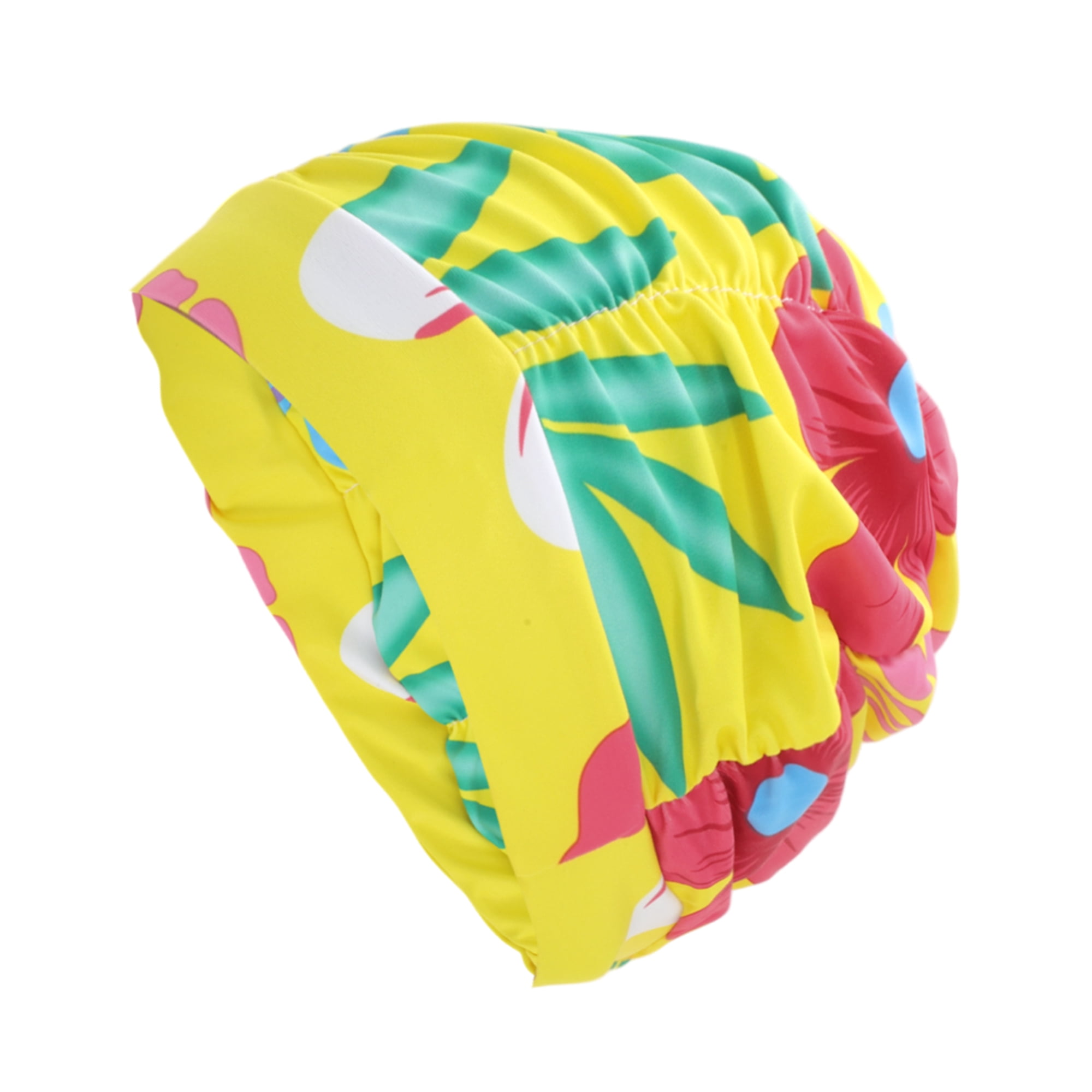 Unique Bargains 1Pc Breathable Pleated Style Swimming Cap Red Yellow Blue