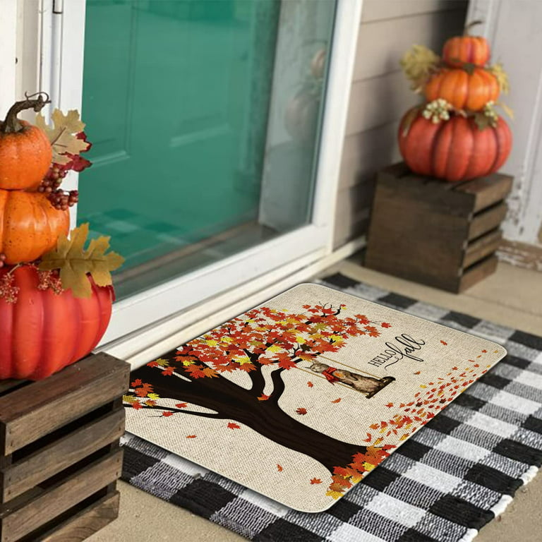 Protikol Fall Pumpkin Home Welcome Door Mats Low-Profile Farmhouse