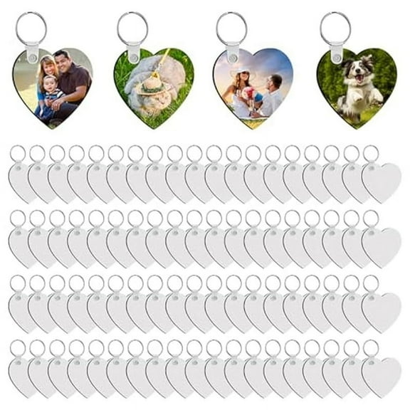 240Pcs Sublimation Keychain Blanks Heart Double Sides 80 Sublimation Keychains Blank with 160 Rings and Clips