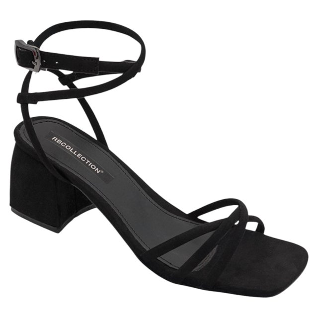 Sandalia con tacón Glam en Textil – Negro