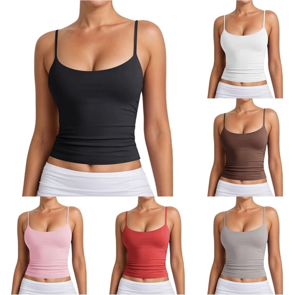 VOUZZA Womens Longline Camisole Sleeveless Scoop Neck Slim Fit Spaghetti Strap Solid Basic Tank Top