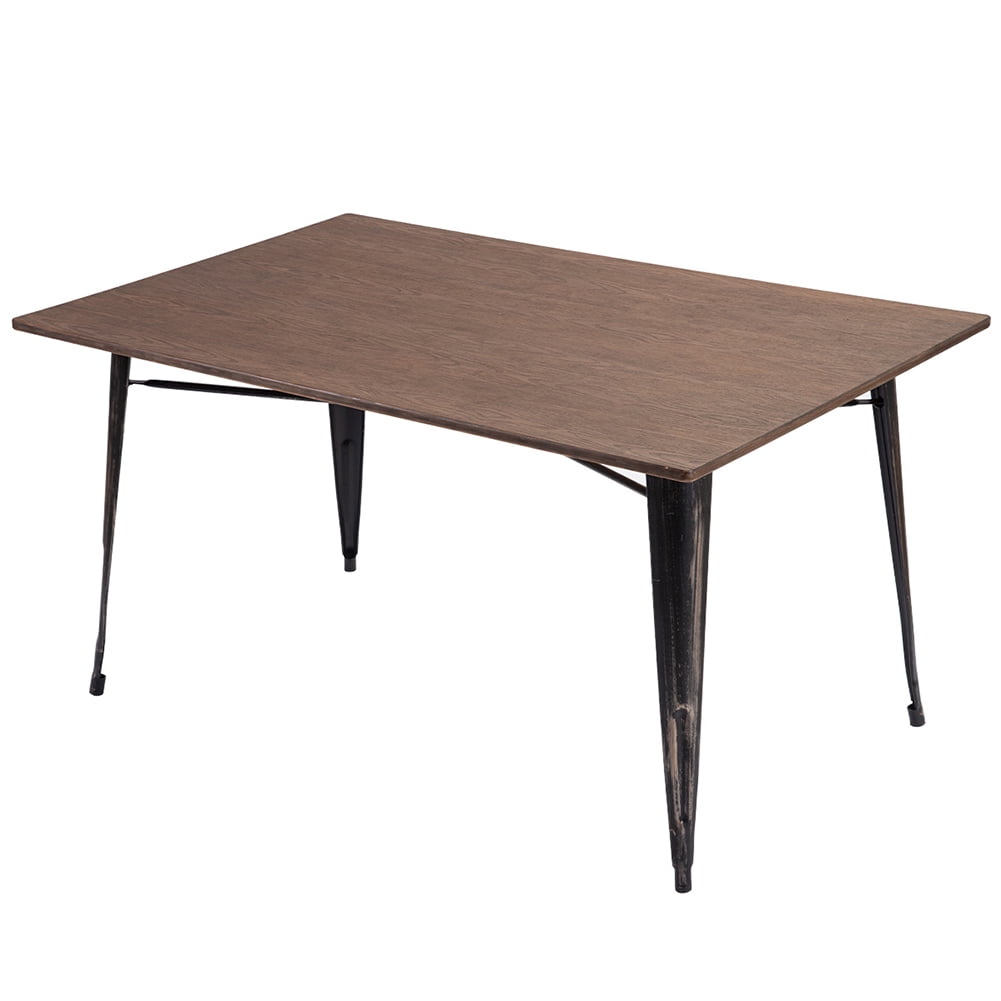 Lowestbest Antique Rectangular Dining Table with Metal Legs, Distressed Black Lowestbest Antique Rectangular Dining Table with Metal Legs, Distressed Black