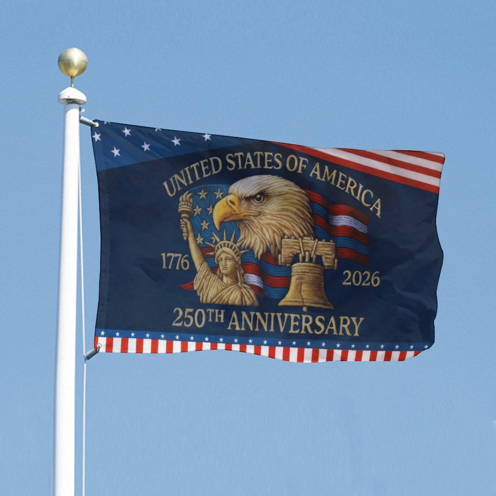 USA 250th Anniversary Flag Double Sided 4x6 ft Anniversary United States Semi-quincentennial Independence Day 4th of July Patriot Outdoor Garden Banner