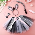 thumbnail image 2 of Disfraz de cebra (1 unidad): incluye diadema con orejas de cebra, falda tutú, cola y pajarita. Disfraz de animal con temática de la selva para Halloween, carnaval y cosplay., 2 of 7